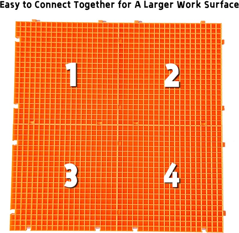 ARTKINGTO Stained Glass Cutting Mat, Solid Bottom Plastic Grid, Stained Glass Tools and Supplies, Orange, 4 Pack - Image 3